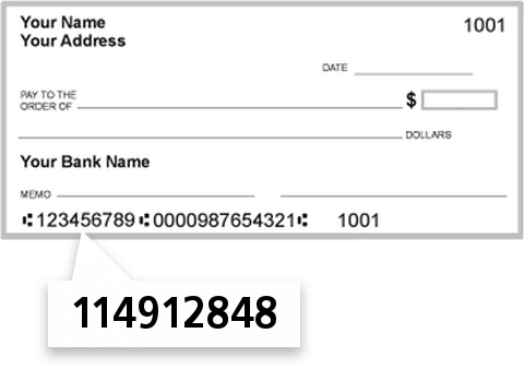 114912848 routing number on Sanderson State Bank check