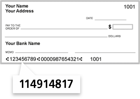 114914817 routing number on R Bank check