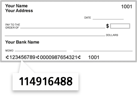 114916488 routing number on Citizens State Bank check