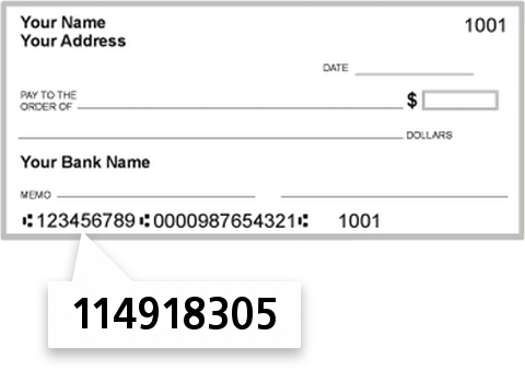 114918305 routing number on Bandera Bank check