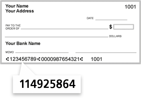 114925864 routing number on Guadalupe National Bank check