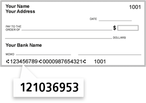 121036953 routing number on Manufacturers Bank check