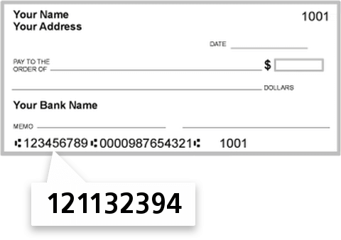 121132394 routing number on TRI Counties Bank check