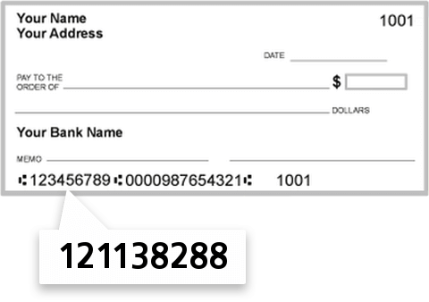 121138288 routing number on Plumas Bank check