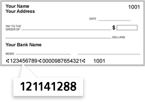 121141288 routing number on Wells Fargo Bank check