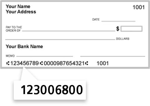 123006800 routing number on Wells Fargo Bank NA check
