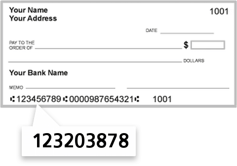 123203878 routing number on Community Bank check