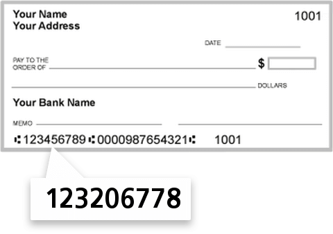 123206778 routing number on Columbia State Bank check