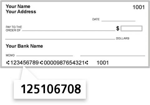 125106708 routing number on Heritage Bank check