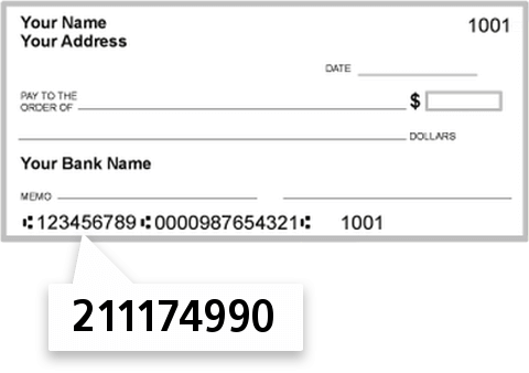 211174990 routing number on Keybank National Association check