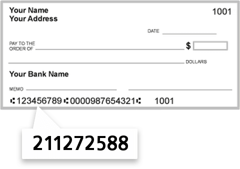 211272588 routing number on Norway Savings Bank check