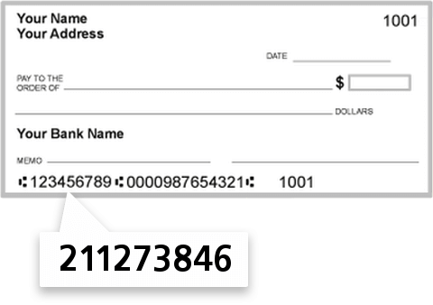 211273846 routing number on Rockland Savings Bank FSB check
