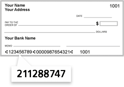 211288747 routing number on Brewer Federal C U check