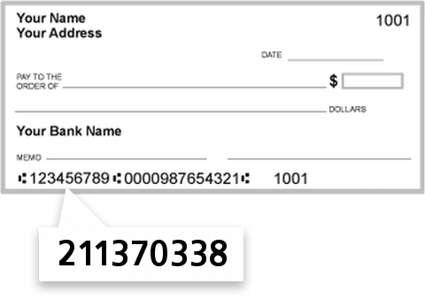 211370338 routing number on Mutual FED Savings Bank check