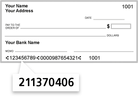 211370406 routing number on Winter Hill Bank check