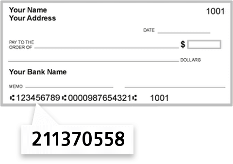 211370558 routing number on Salem Five Cents Svgs BK check