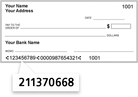 211370668 routing number on Colonial CO Operative BK check