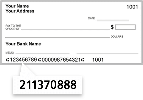 211370888 routing number on Winchester Savings Bank check