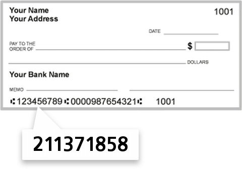 211371858 routing number on The Village Bank check