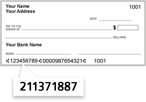 211371887 routing number on Citizens Union Savings check