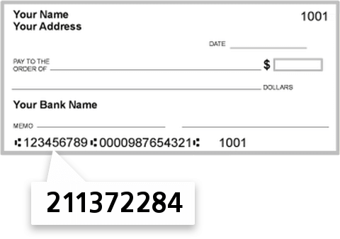 211372284 routing number on Salem Five Cents Savings Bank check