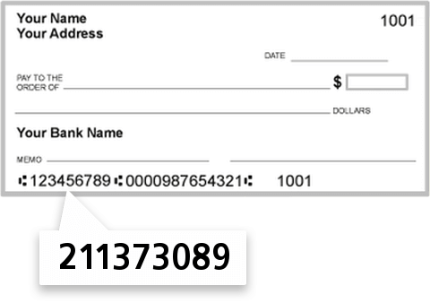 211373089 routing number on Bridgewater Savings Bank check