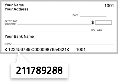 211789288 routing number on Service Credit Union check