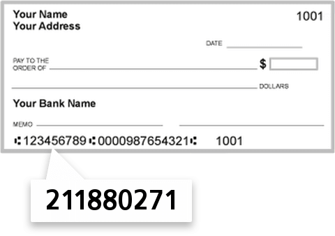211880271 routing number on Umassfive College FCU check
