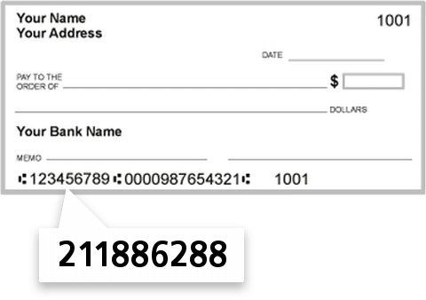 211886288 routing number on West Springfield FCU check