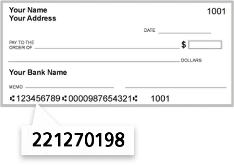 221270198 routing number on Bogota Savings Bank check
