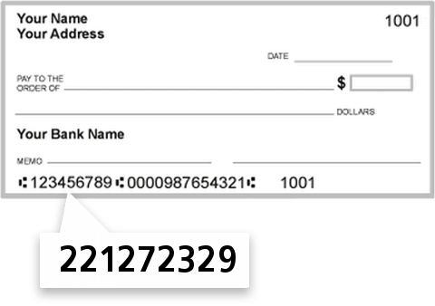 221272329 routing number on Union County Savings Bank check
