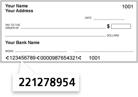 221278954 routing number on Garden Savings Federal Credit Union check