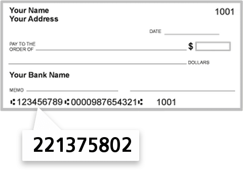 221375802 routing number on Americu check