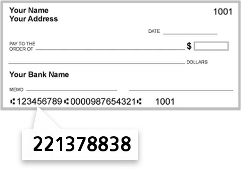 221378838 routing number on Norwich Telops FCU check