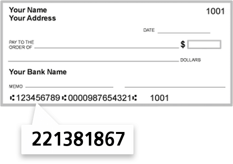 221381867 routing number on Alternative FED Cred Union check