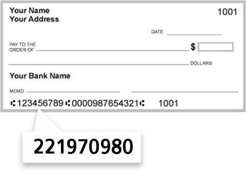 221970980 routing number on Pcsb Bank check