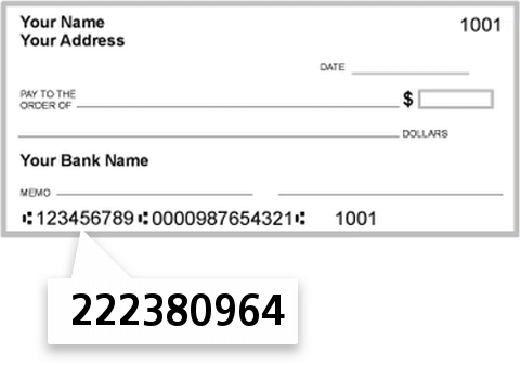 222380964 routing number on Jamestown Area Community FCU check