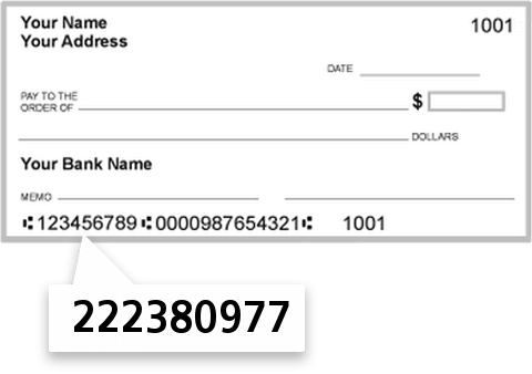 222380977 routing number on Jamestown Post Office Employees CU check
