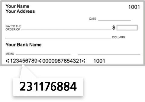 231176884 routing number on Tidemark Federal Credit Union check
