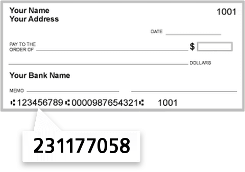 231177058 routing number on Dexsta FCU check
