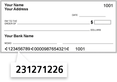 231271226 routing number on Branch Banking & Trust Company check