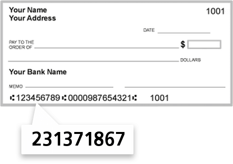 231371867 routing number on Penn Community Bank check