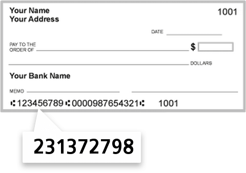 231372798 routing number on William Penn Bank check