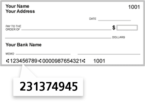 231374945 routing number on Santander Bank check