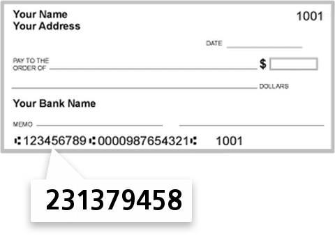 231379458 routing number on Kennaford FCU check