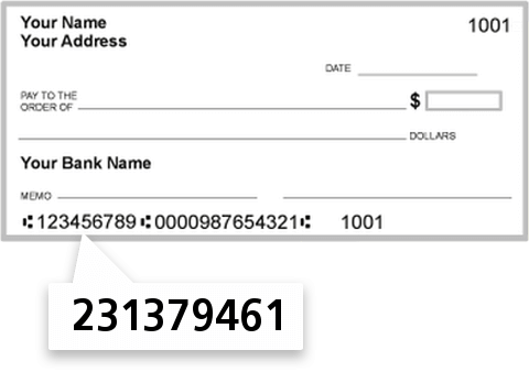 231379461 routing number on Titan FCU check