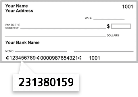 231380159 routing number on Superior Credit Union check