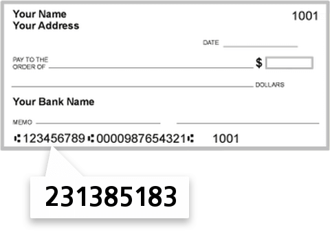 231385183 routing number on TRI County Area FCU check