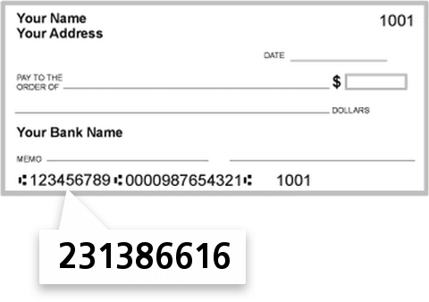 231386616 routing number on Benchmark FCU check