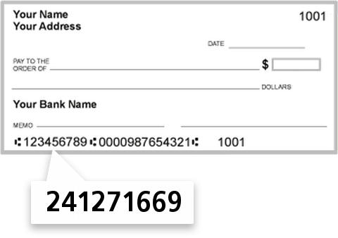 241271669 routing number on Dollar Bank check